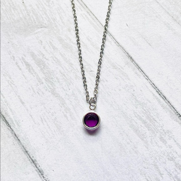 February Swarovski Crystal Necklace, Amethyst Swarovski Crystal, Handmade - Picture 2 of 5